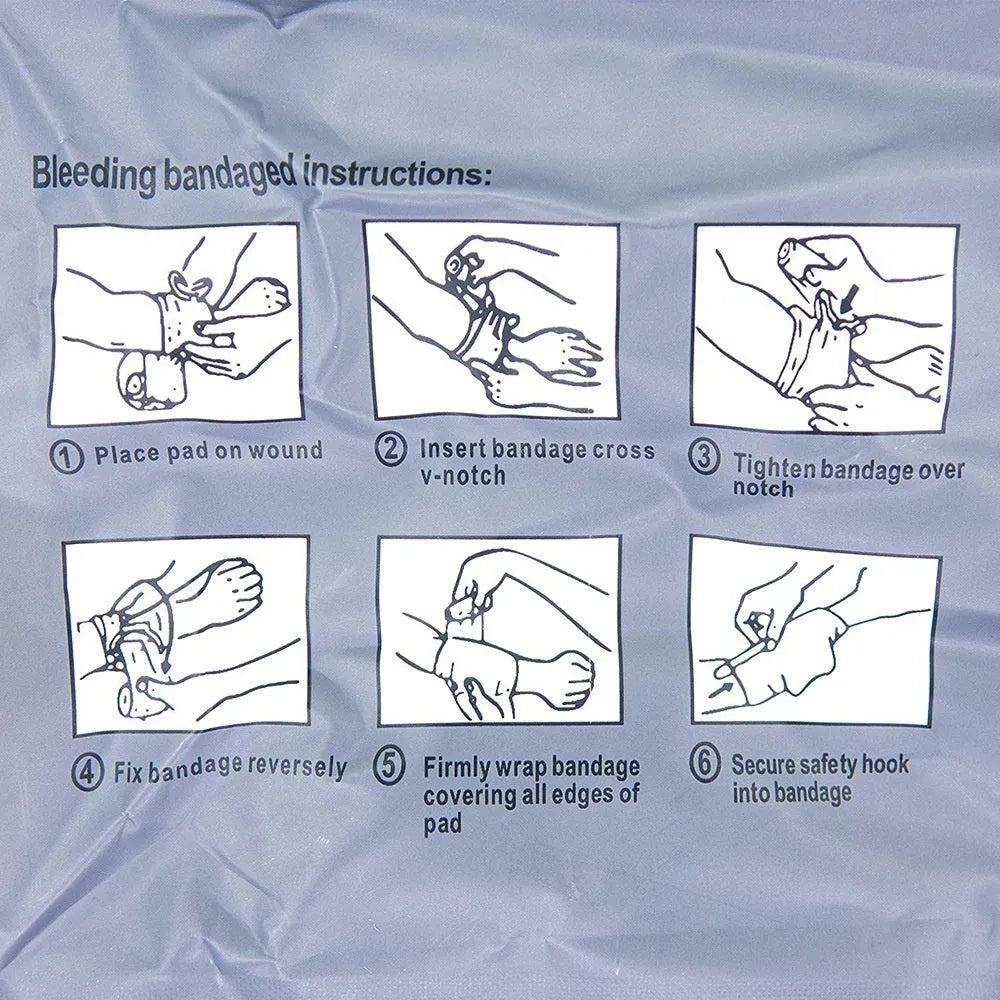 Portable hemostatic bandage kit with roll of tactical gauze tape for first aid and outdoor use.