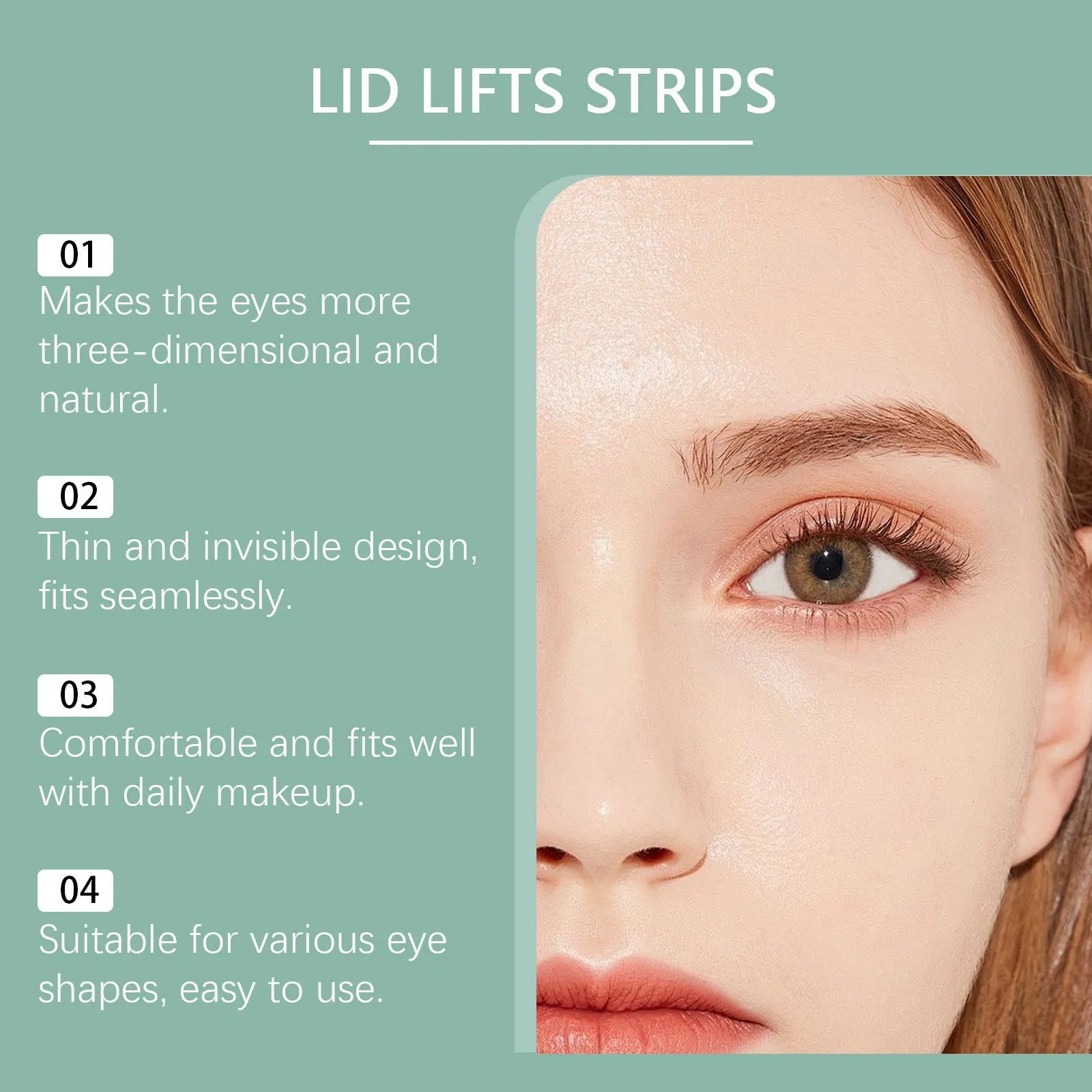 Pack of 80 brightening eyelid stickers with hyaluronic acid and collagen for a double eyelid look.