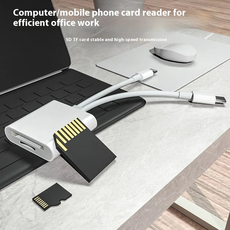 Universal converter with card reader interface, Type-C Lightning USB 2.0, ABS shell, 142x11x40mm