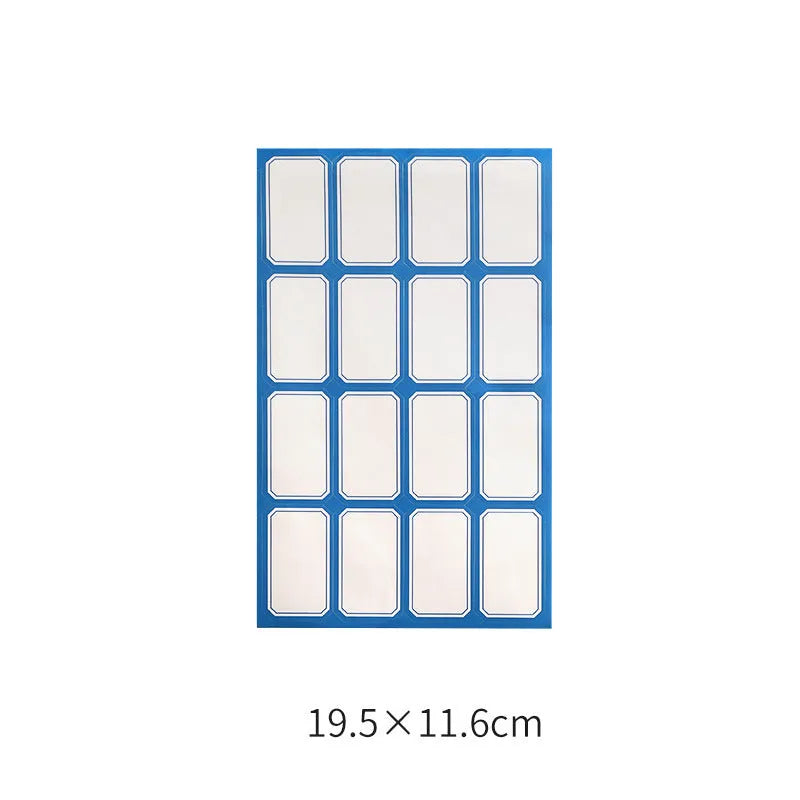 Handwritten label stickers in white German colour with grid designs and adhesive backing