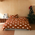 Cotton household knitted printed bed four-piece set with geometric pattern on a white bed, pure cotton fabric, 40 thread count
