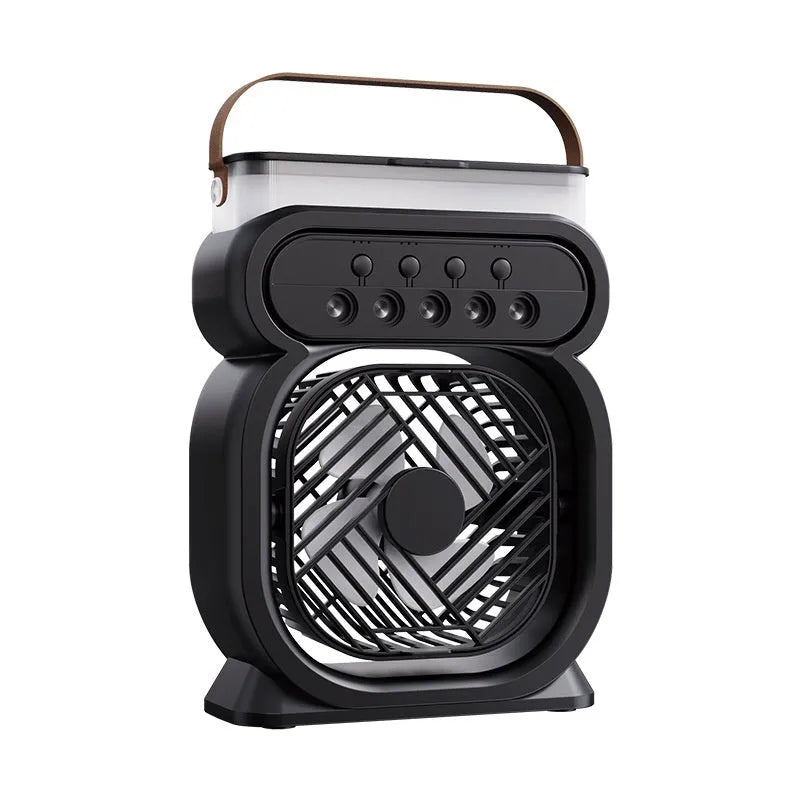 Portable 3-in-1 air conditioner evaporative cooler with LED lights in black, blue, green or white