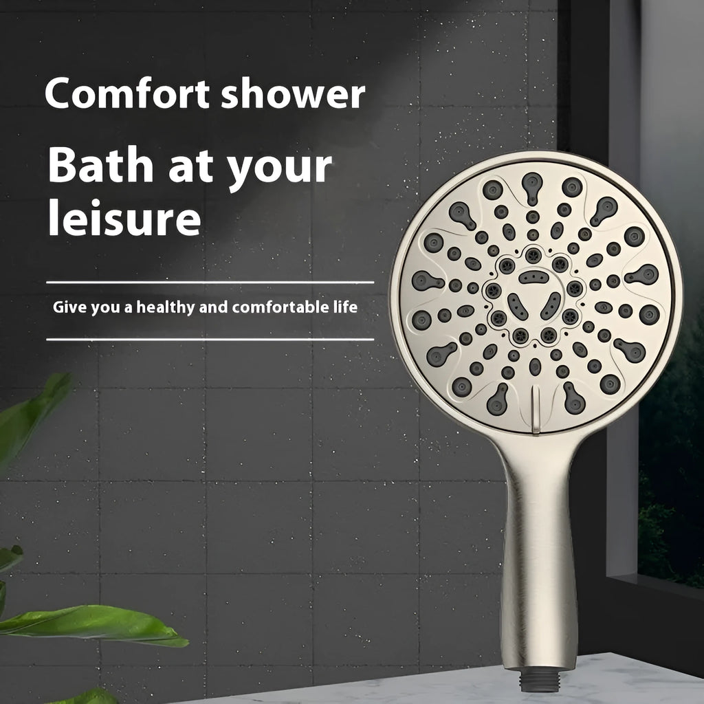Portable handheld shower head with six spray functions and electroplated finish