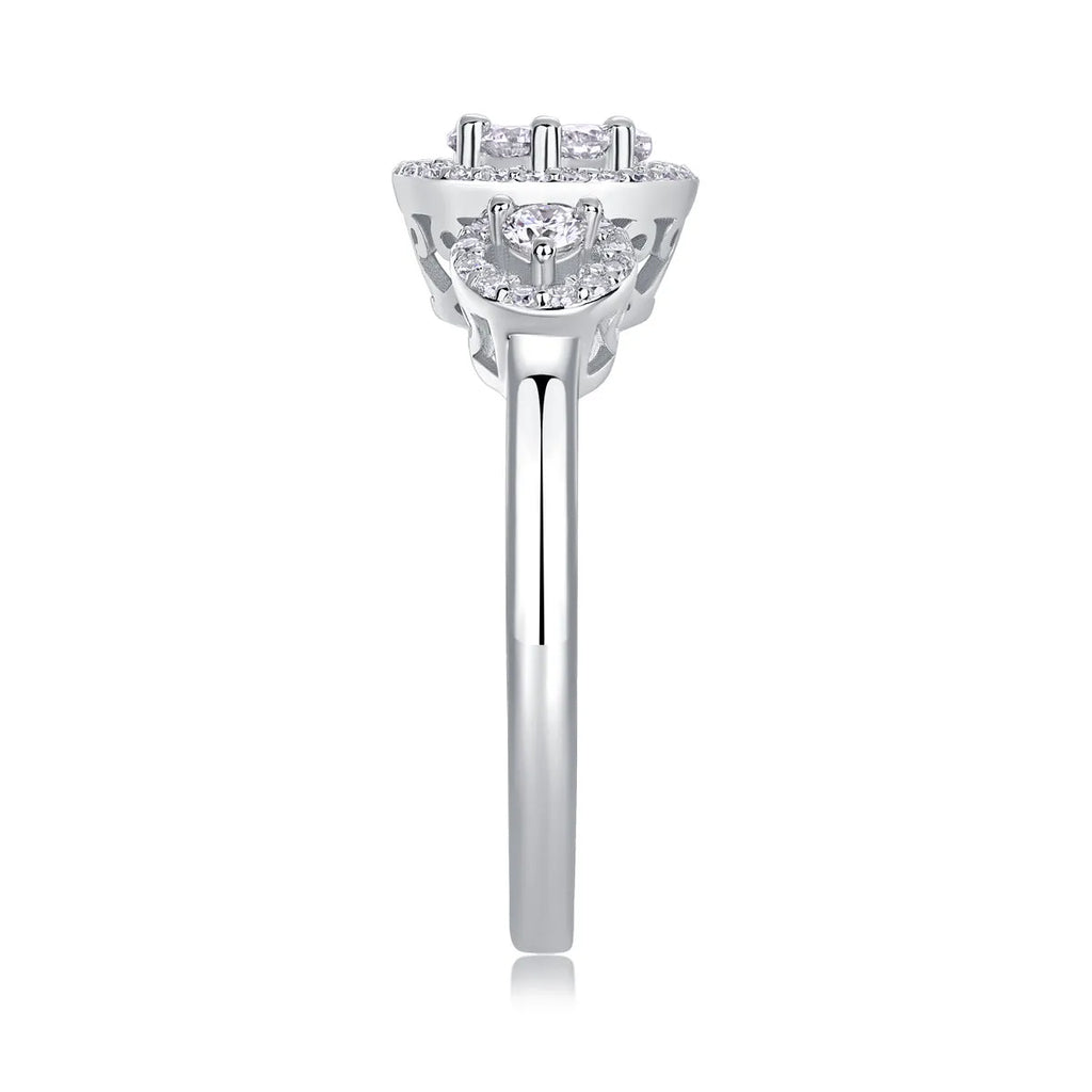 Moissanite wedding ring set with S925 silver gold plate in ring size 7, gift box packaging, GRA certificate