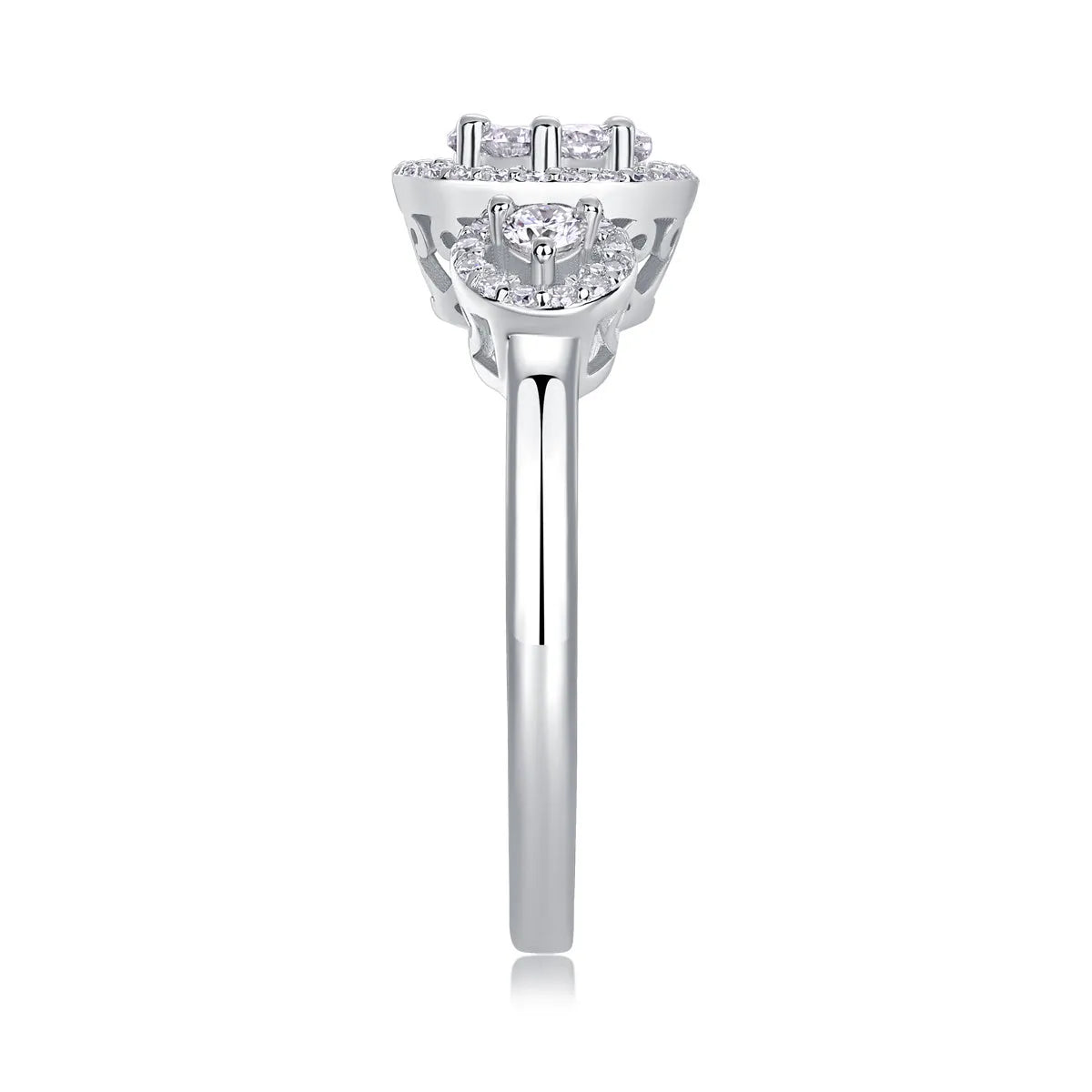 Moissanite wedding ring set with S925 silver gold plate in ring size 7, gift box packaging, GRA certificate