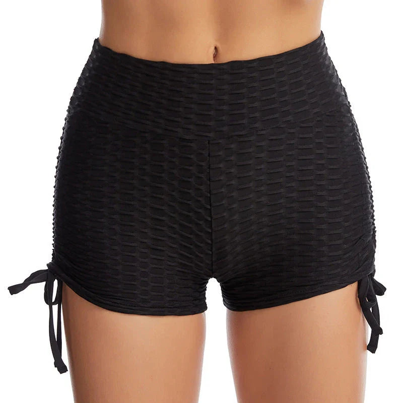 Sculpting gym shorts with textured fabric, butt-lifting and slimming design, available in various colors