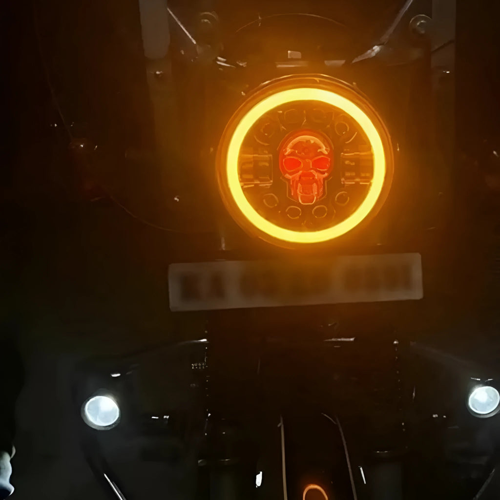 7-inch off-road turn light with skull head design and aviation aluminium housing.