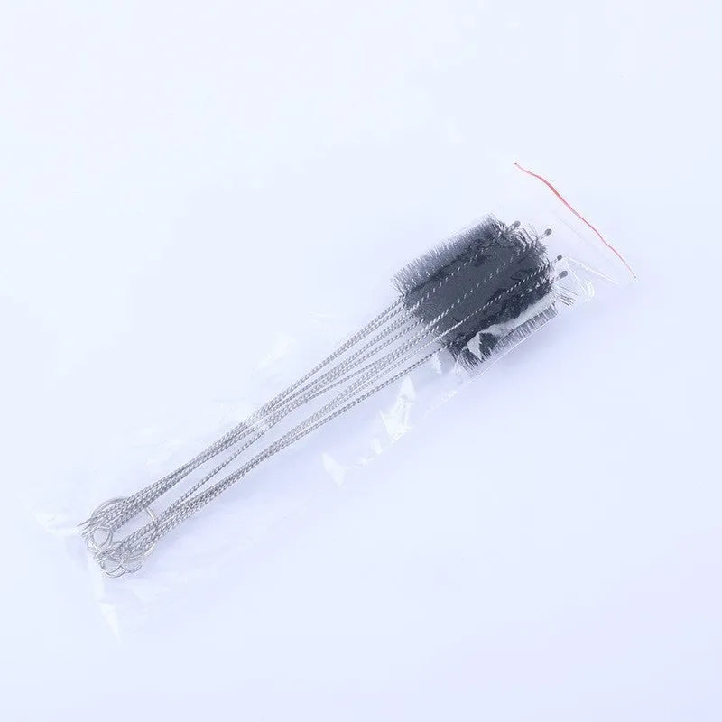 Nylon cleaning brush set with stainless steel handles for straws and narrow bottles