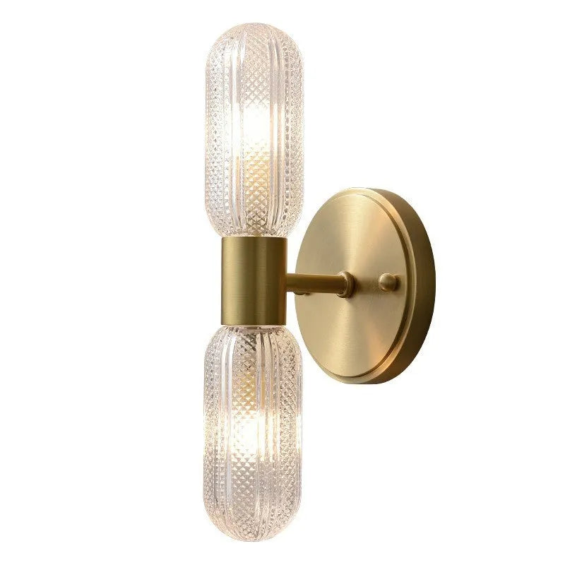 Copper-colour double head adjustable wall lamp with minimalist Nordic design