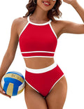 Women's solid colour minimalism bikini swimsuit in nylon, brief style, available in multiple colours and sizes