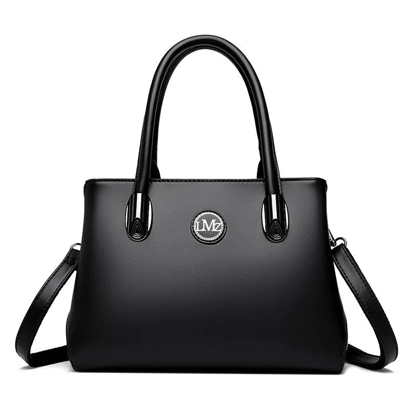 PU crossbody handbag with single strap, zipper compartments, and three-dimensional pocket in black, khaki, brown, green, or blue.