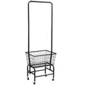 Iron pulley storage car with wheel casters for clothing rail organisation in black finish