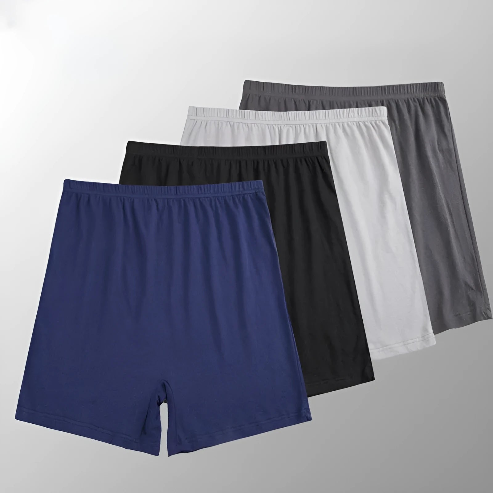 Men's solid colour high-waist boxer shorts in modal fabric on a grey background.