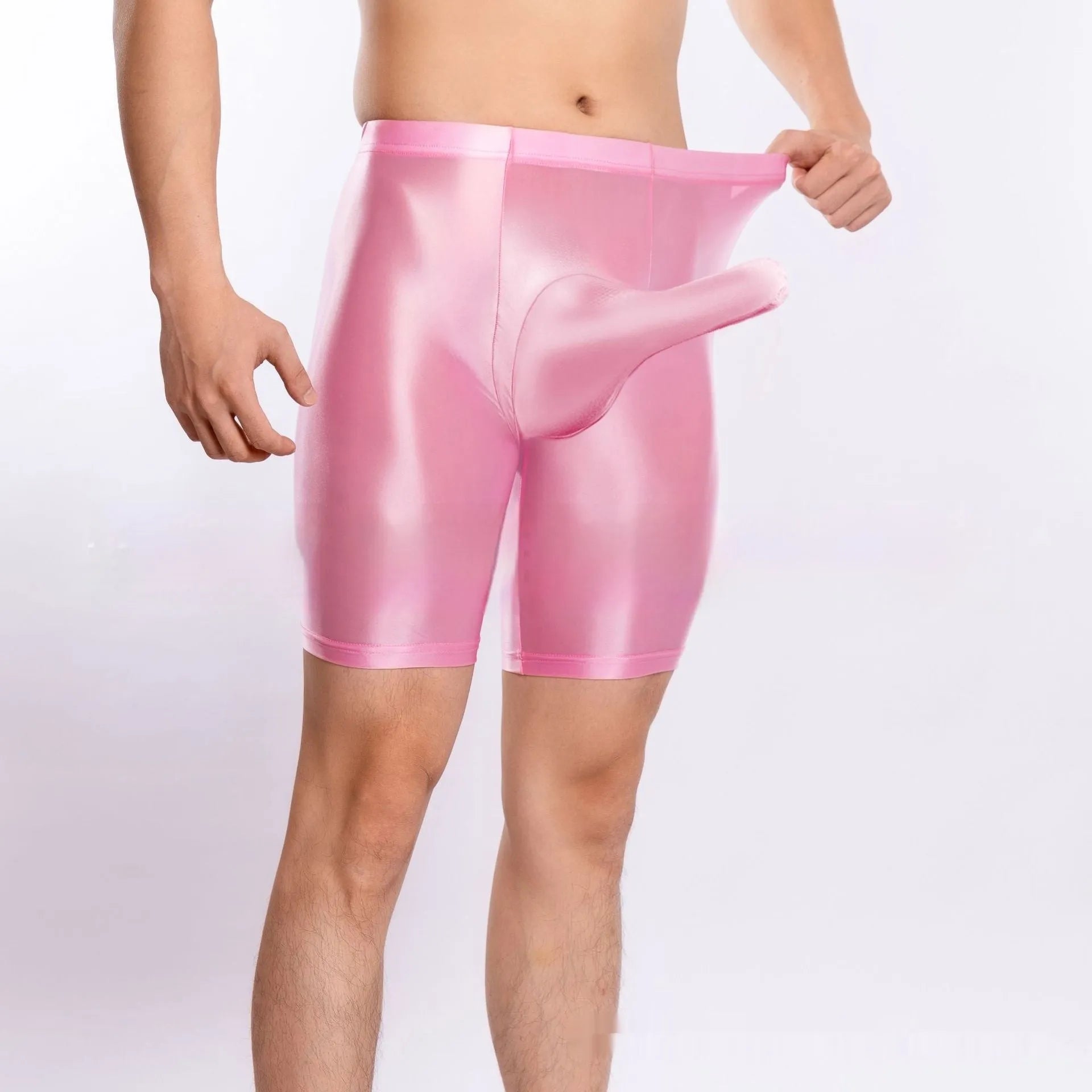 Men's plus size shiny silky sports shorts in nylon fabric available in multiple colours