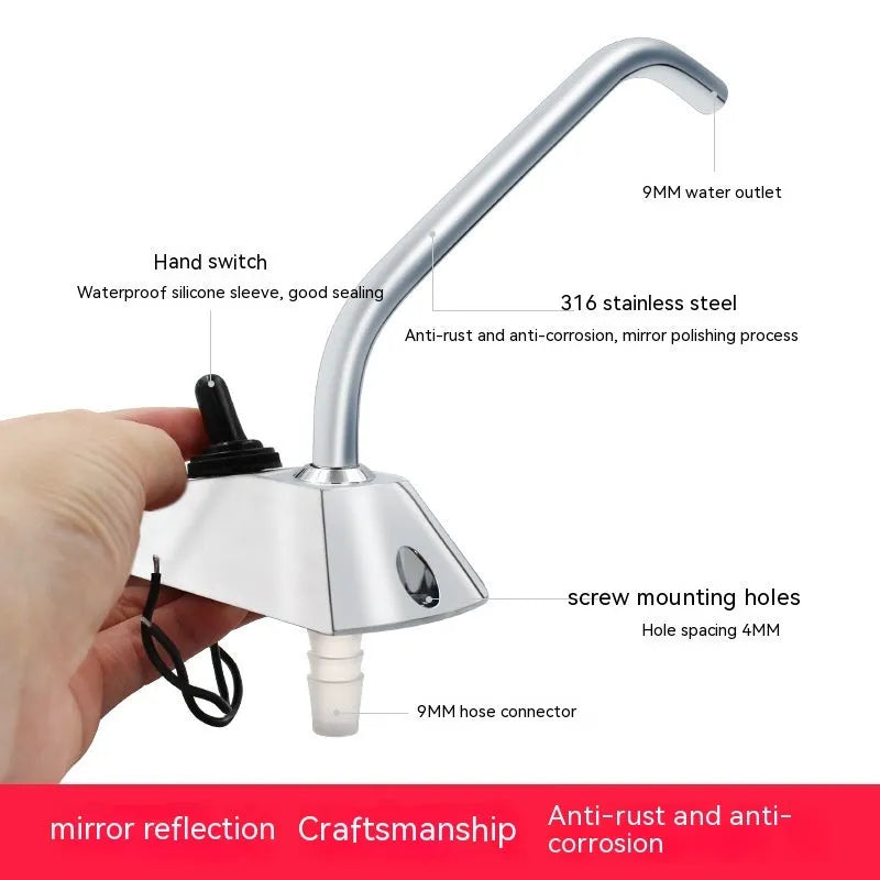 316 stainless steel electronic control RV faucet with rotating spout and mirror polished finish