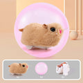 Hamster exercise ball with battery base and plush shell in beige hamster design