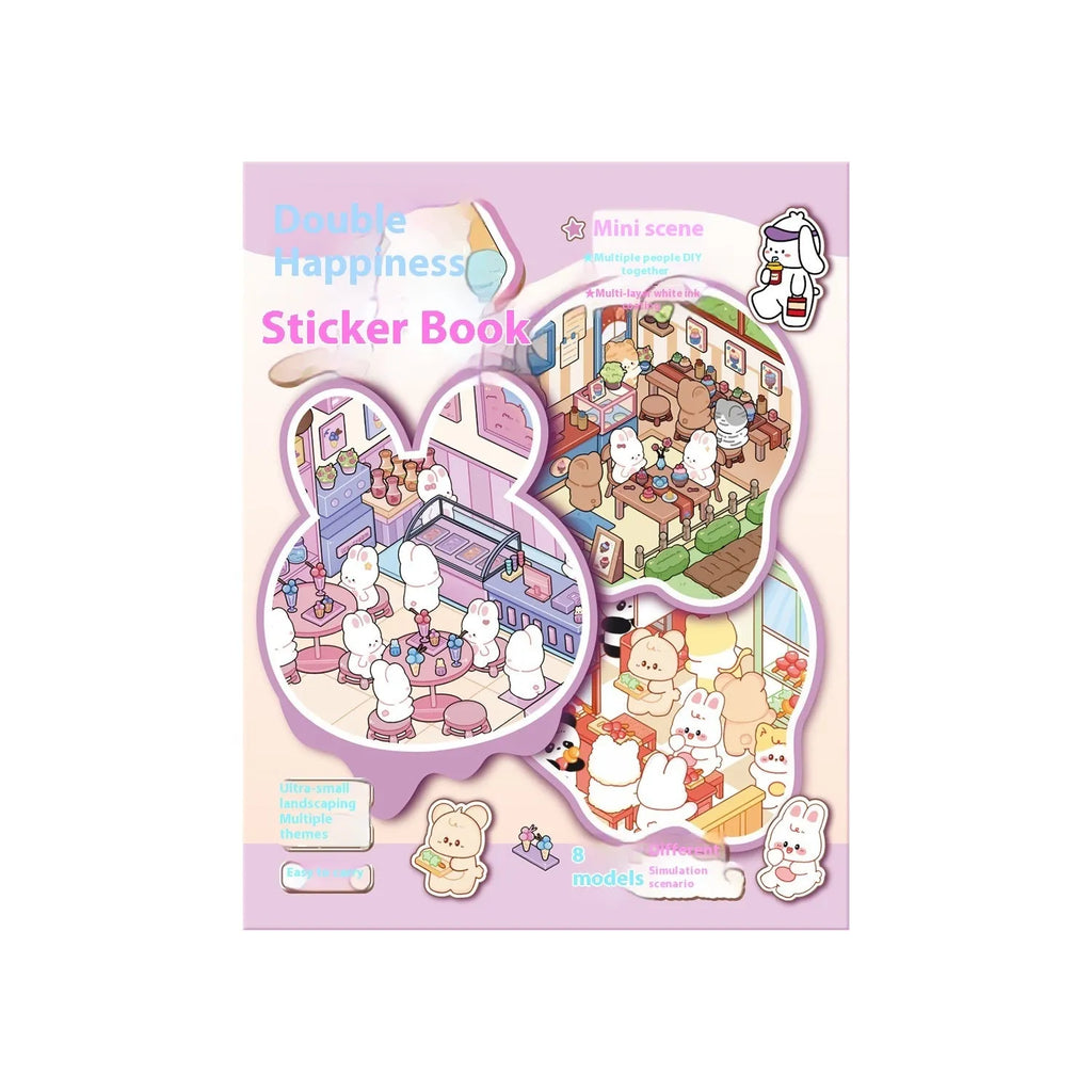 Children's handmade 3D stereo cabin sticker book in cute pet shop colour with PTT material and carton style