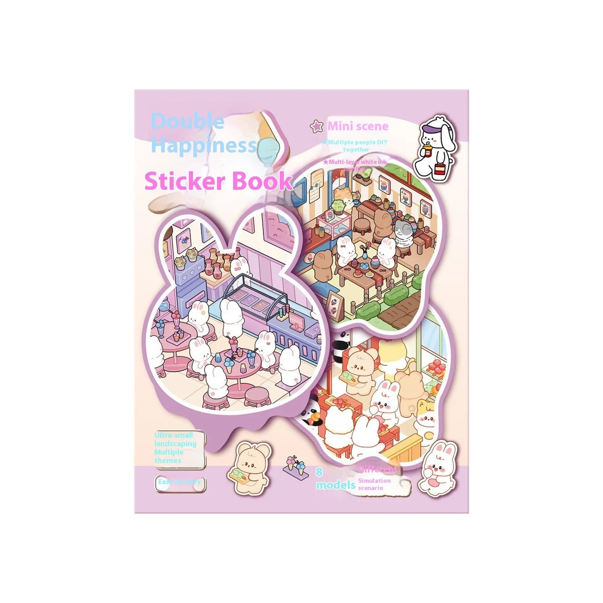 Children's handmade 3D stereo cabin sticker book in cute pet shop colour with PTT material and carton style