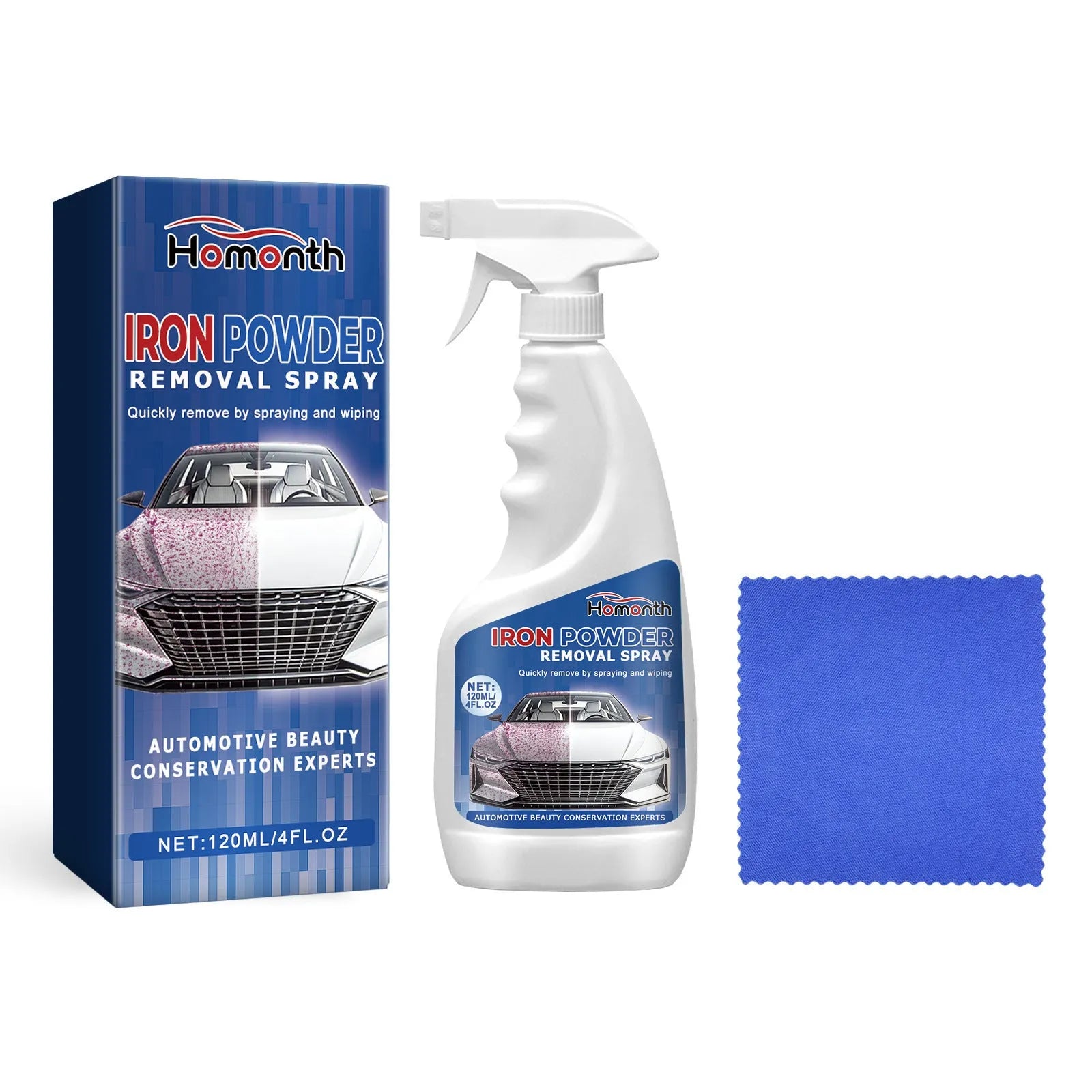 120ml car rust remover cleaner bottle with 20x20cm towel for metal care