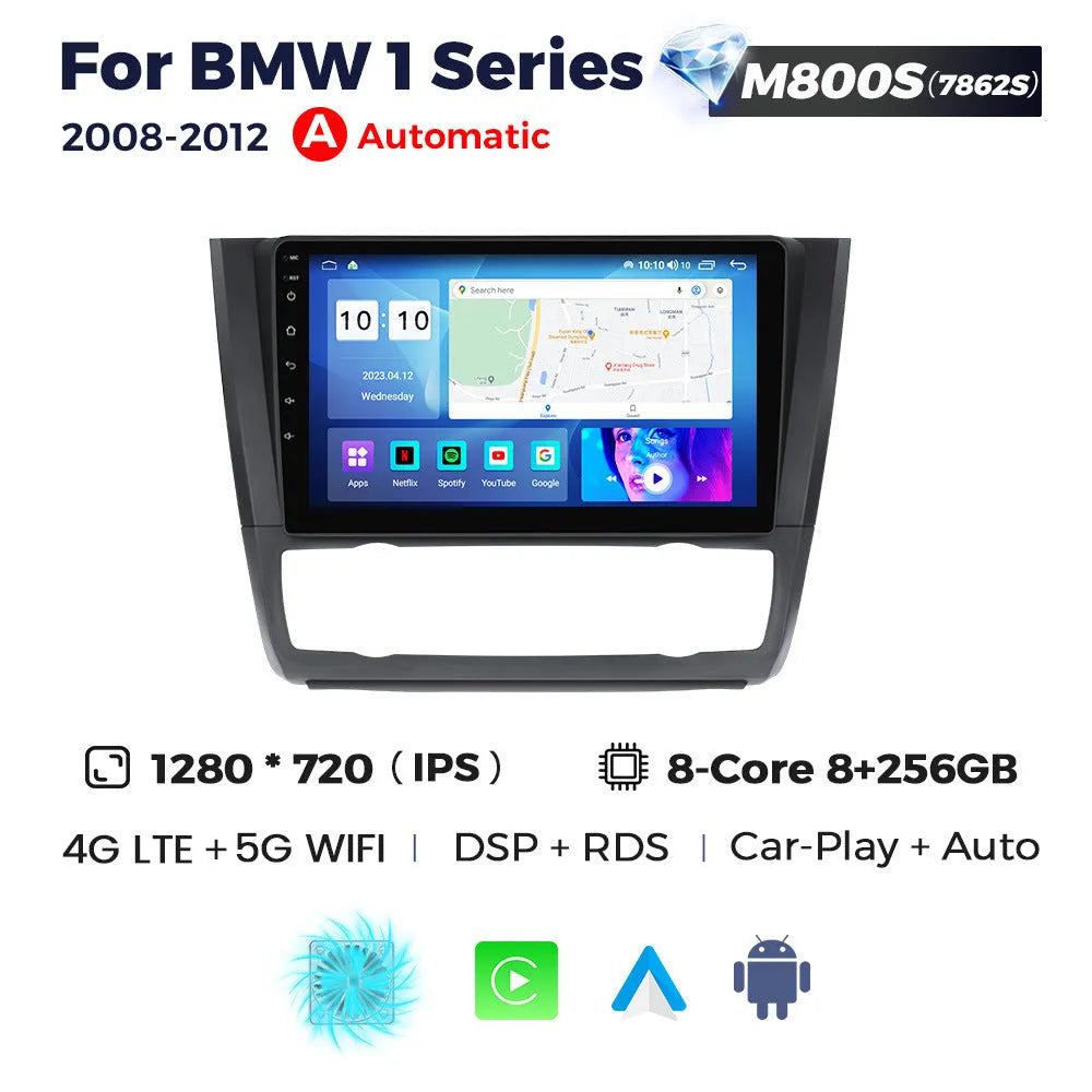 Android car stereo head unit with 9 inch screen for BMW E87 vehicle dashboard installation