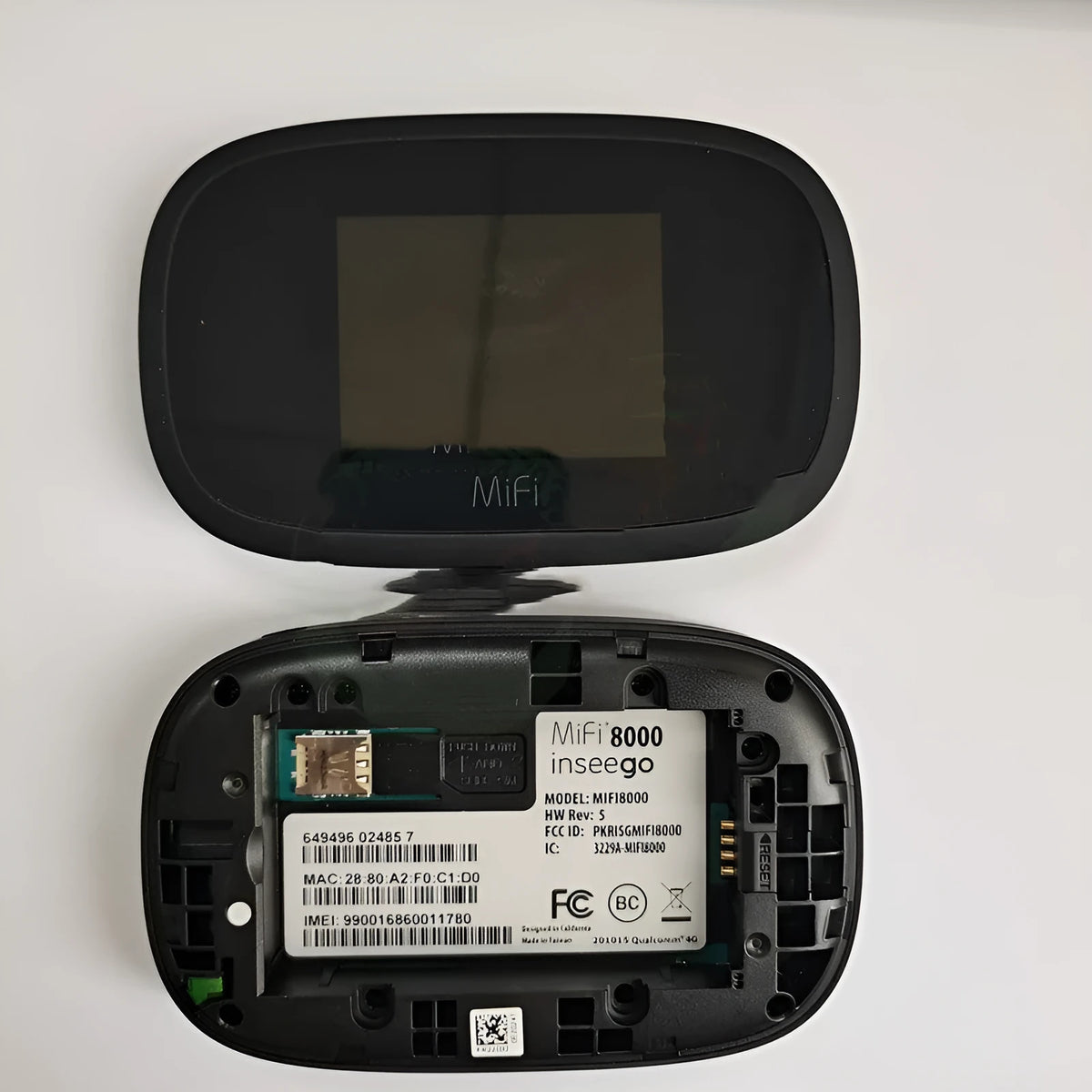 Black 4G portable wireless router with compact rectangular design for mobile internet access.