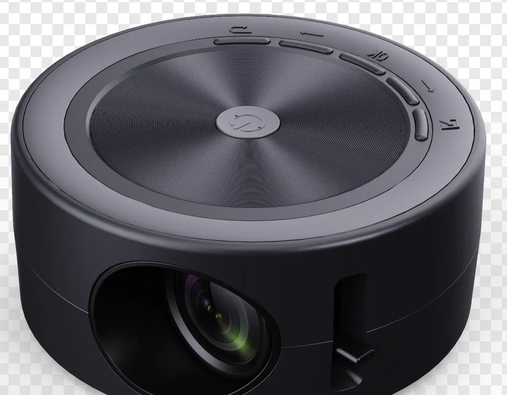 YT200 portable LED projector in black colour with compact 110x47mm dimensions