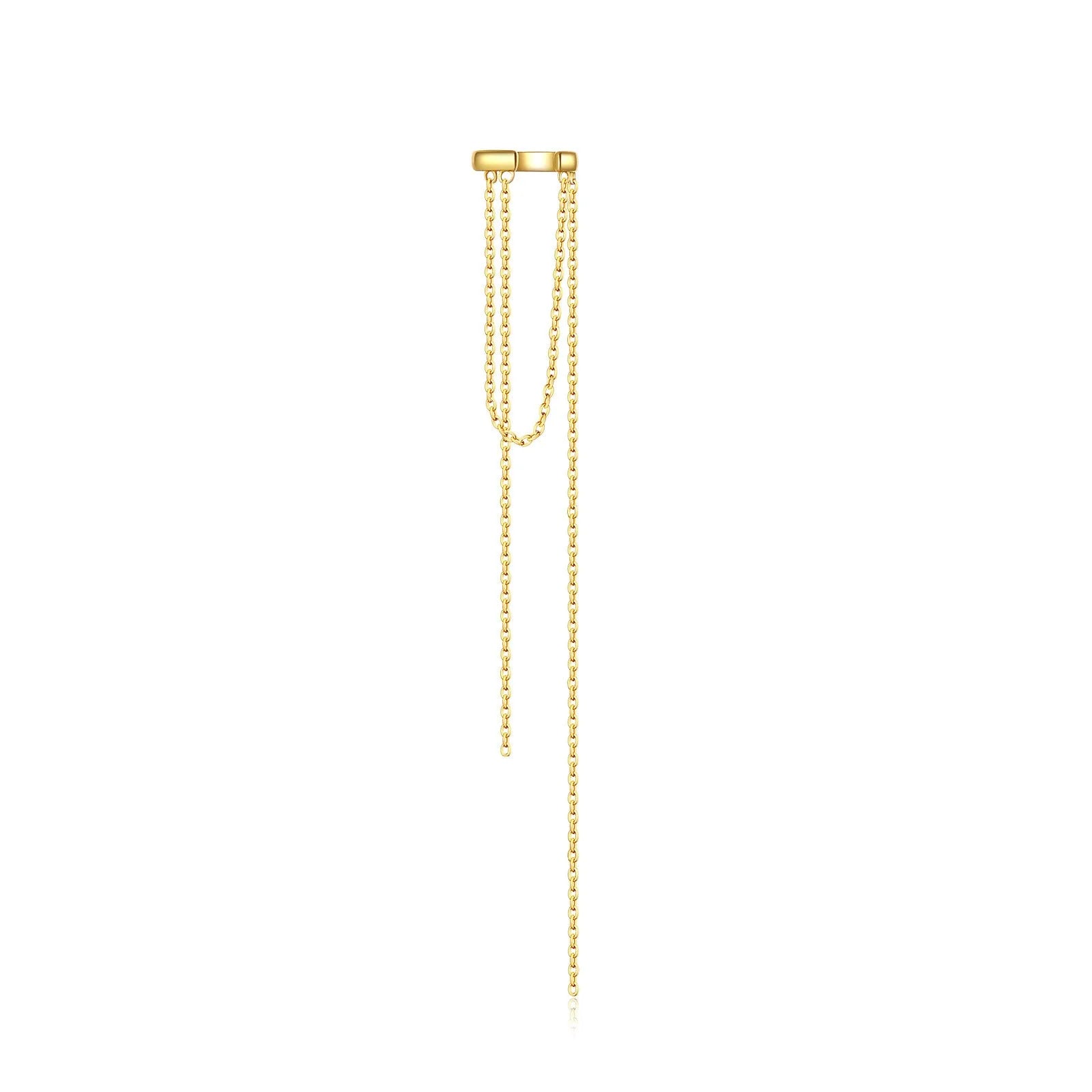 S925 sterling silver tassel pendant ear clip, geometric drop shape, electroplated finish, womens clip-on earrings