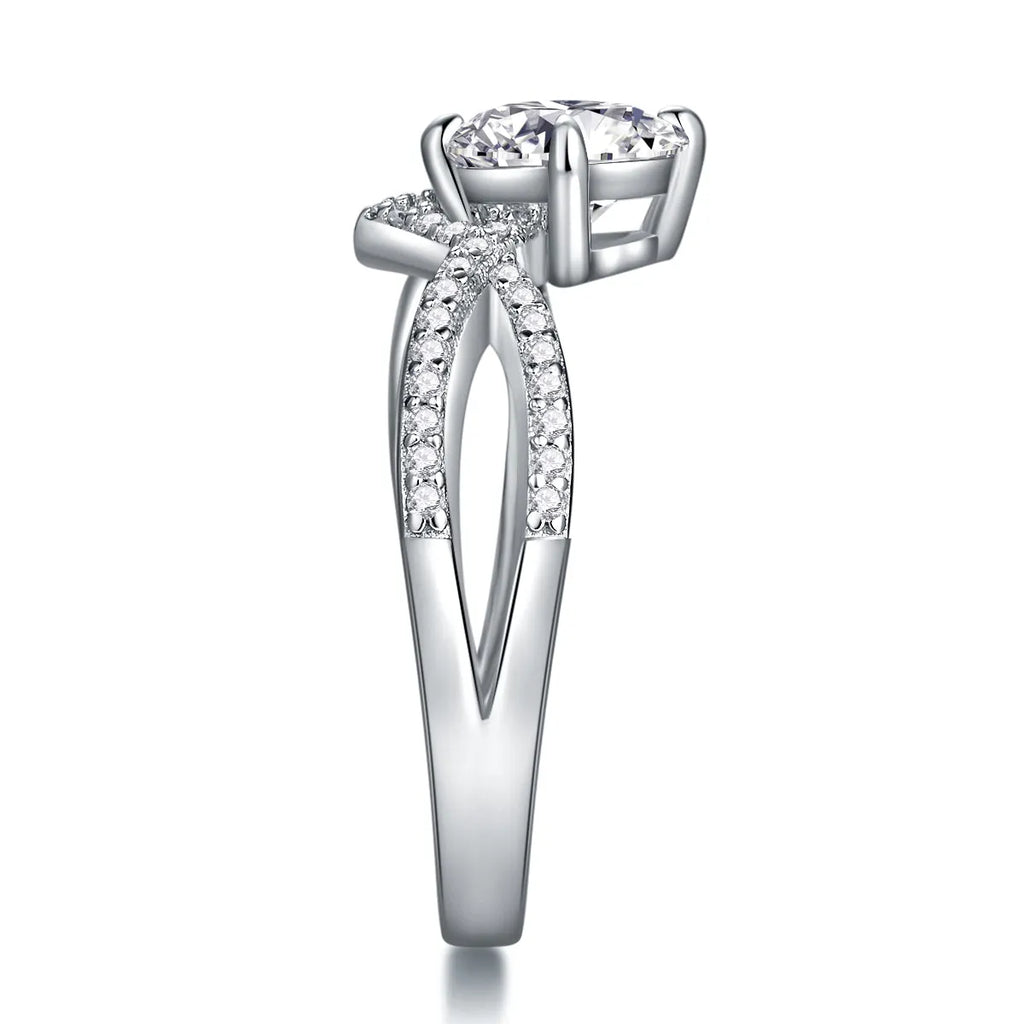 Sacred Vow wedding ring set with 2-carat moissanite in S925 silver with platinum plating, sizes 5-9, gift box and GRA certificate