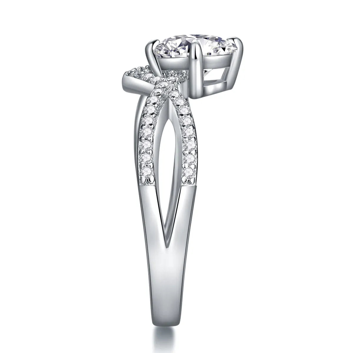 Sacred Vow wedding ring set with 2-carat moissanite in S925 silver with platinum plating, sizes 5-9, gift box and GRA certificate