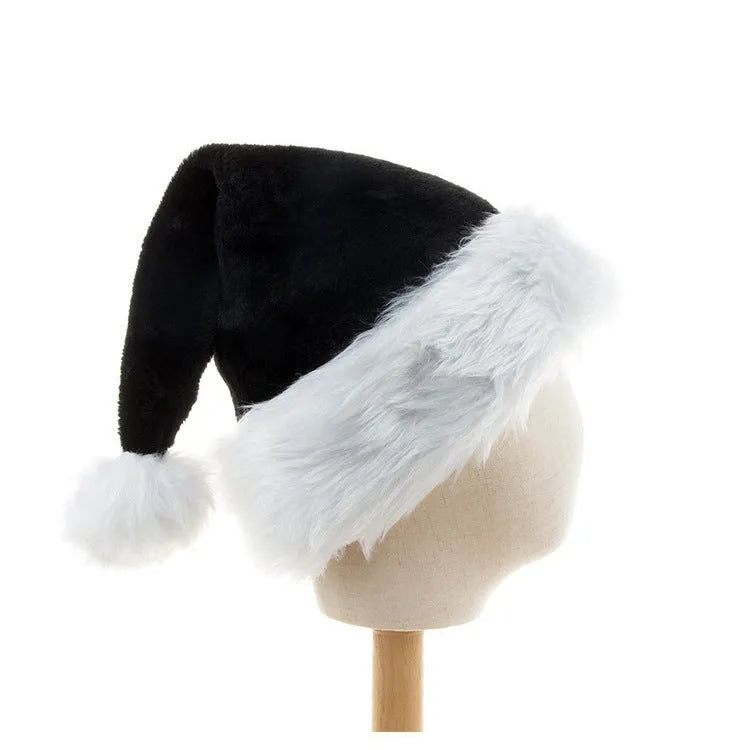 European classical plush Christmas hat in red and black colour combination