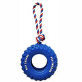 Durable natural rubber dog chew toy for aggressive chewers, tire design, large 35cm size, black