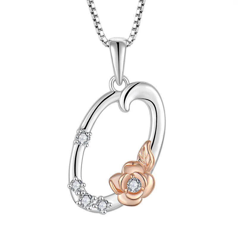 925 sterling silver necklace with English letter B zircon pendant on a collarbone chain