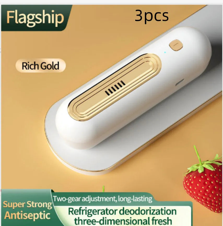 USB powered ozone deodorizer for refrigerators and small rooms, gold colour