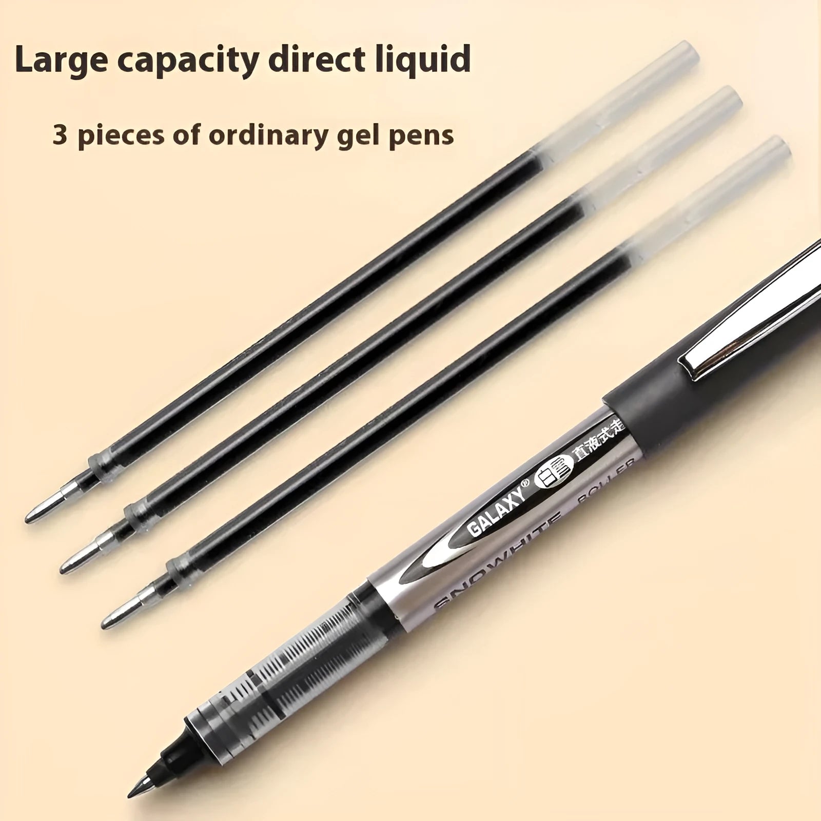0.5mm water-based quick-drying ballpoint pen with plastic barrel in black, blue, ink blue and red colour options