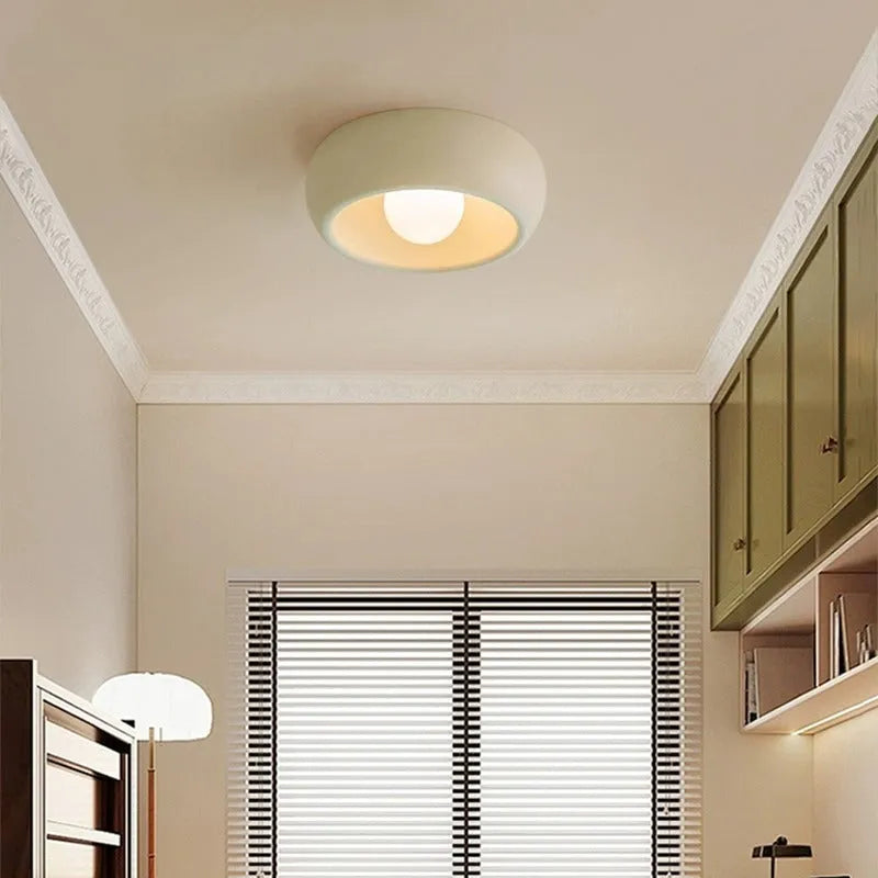 Creative cream household ceiling lamp, iron walnut colour, 30cm diameter, low profile, G9 bulb fitting