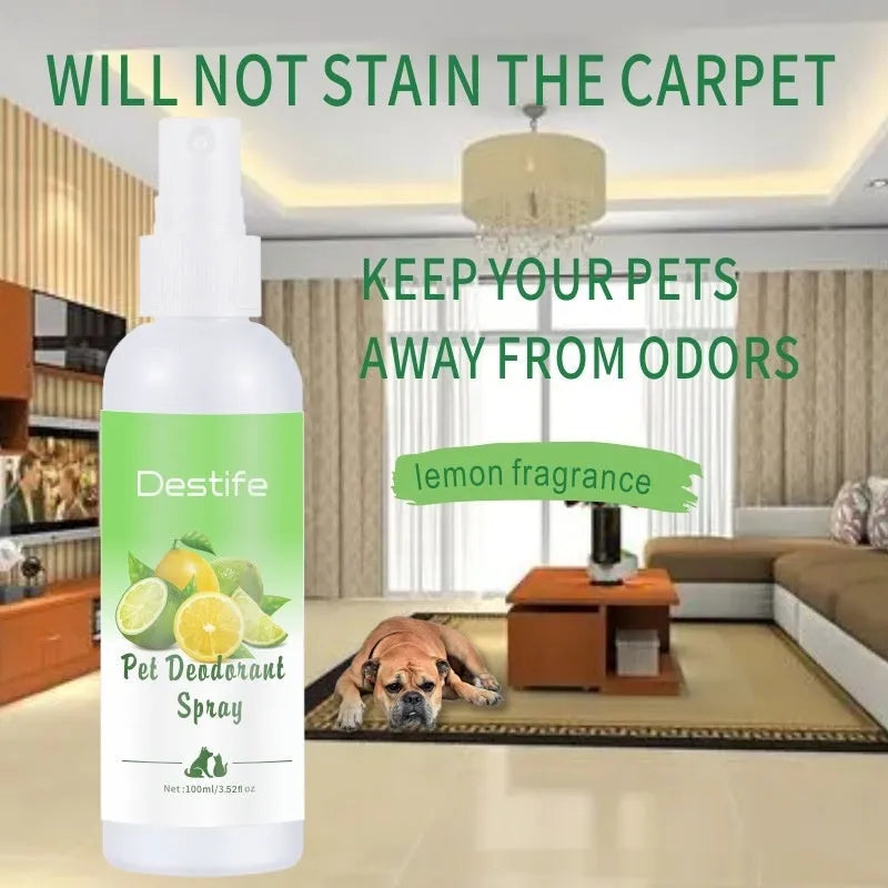 100ml lemon pet deodorant spray bottle for cats and dogs cleaning