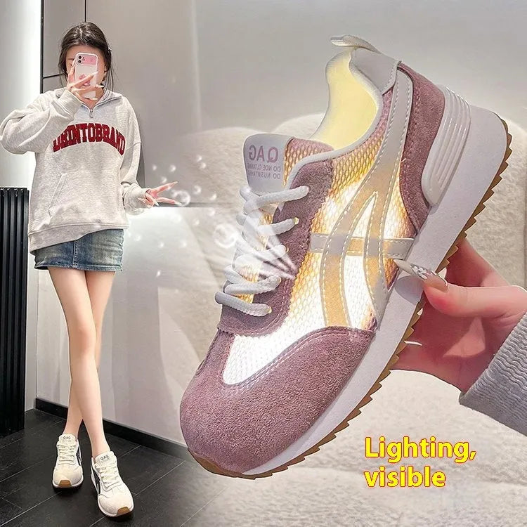 Women's white lace-up casual sneakers with non-slip soles and low-top design