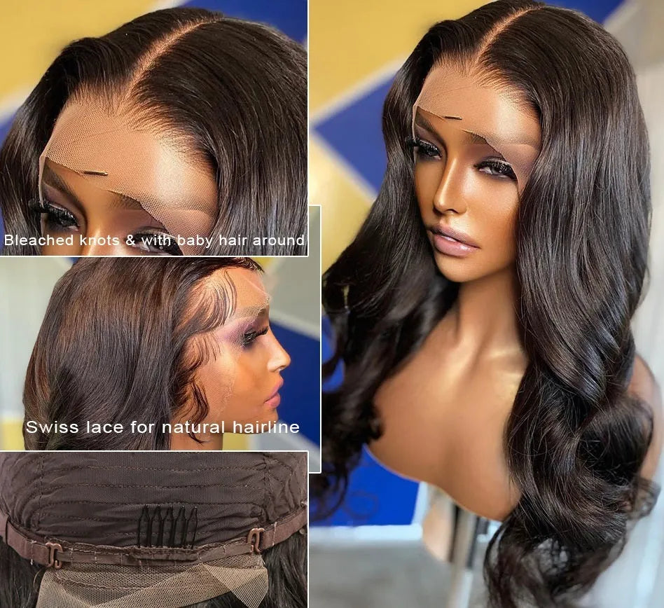 Body wave lace front wig, real human hair, 13x4 and 4x4 lace, lengths 10 to 18 inches, dyeable.
