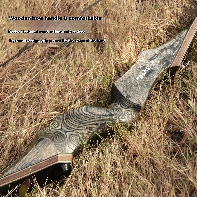 Competitive archery traditional wooden American bow with colourful technology wood handle and multiple draw weight options