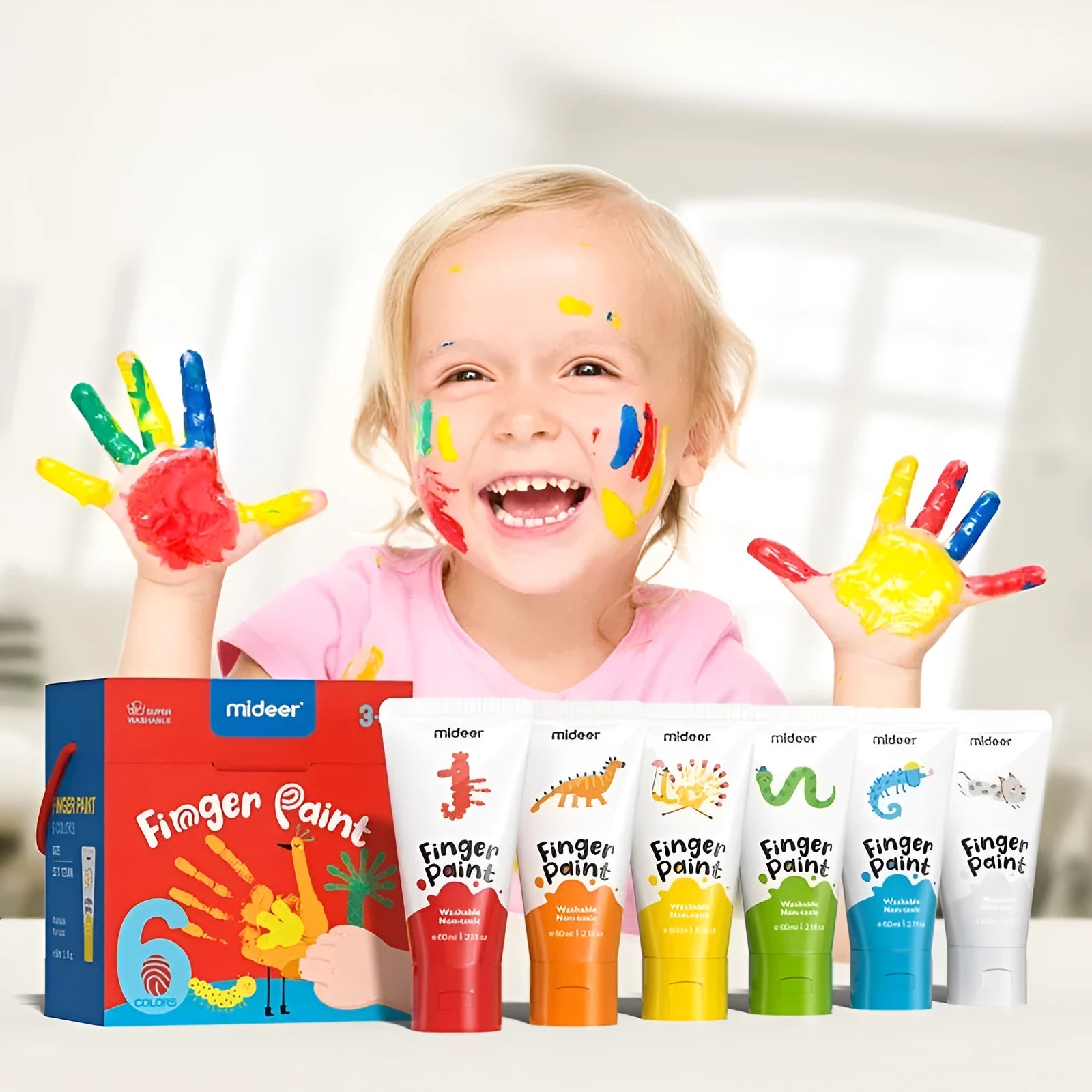 Washable finger painting graffiti tool set in colour box for children 4-6 years old