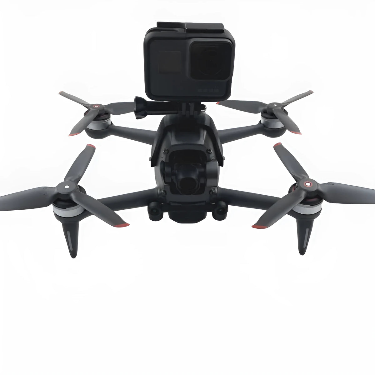 FPV top expansion bracket for action cameras showing 3D printed hard plastic construction with sponge contact area