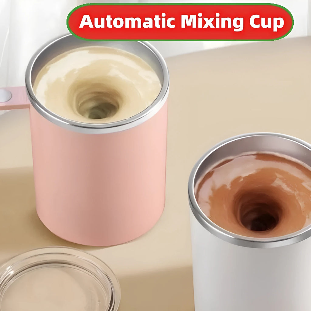 Portable smart magnetic automatic mixing coffee cup in solid colours with stainless steel interior