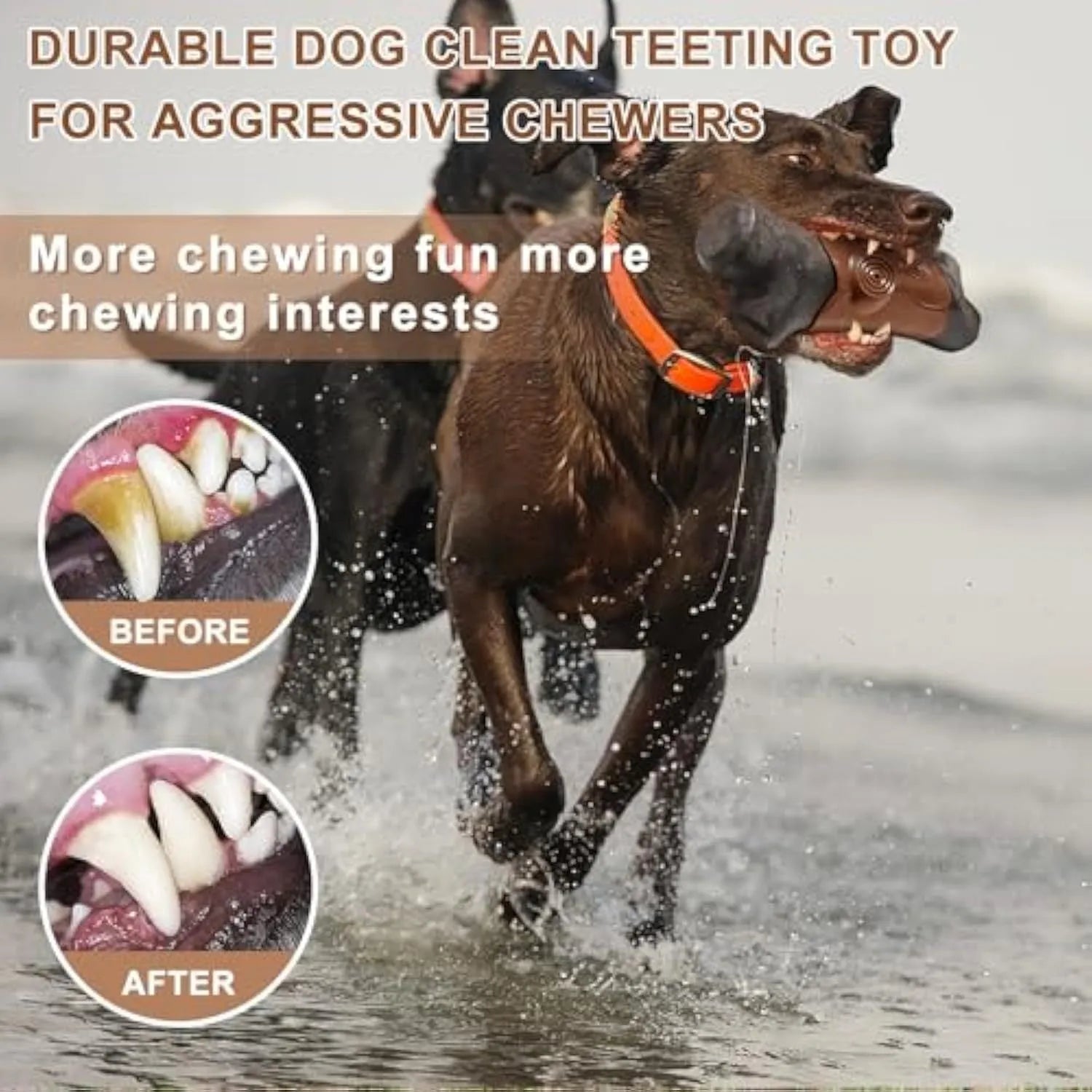 Large branch-shaped dog chew toy made from durable food-grade nylon with built-in squeaker