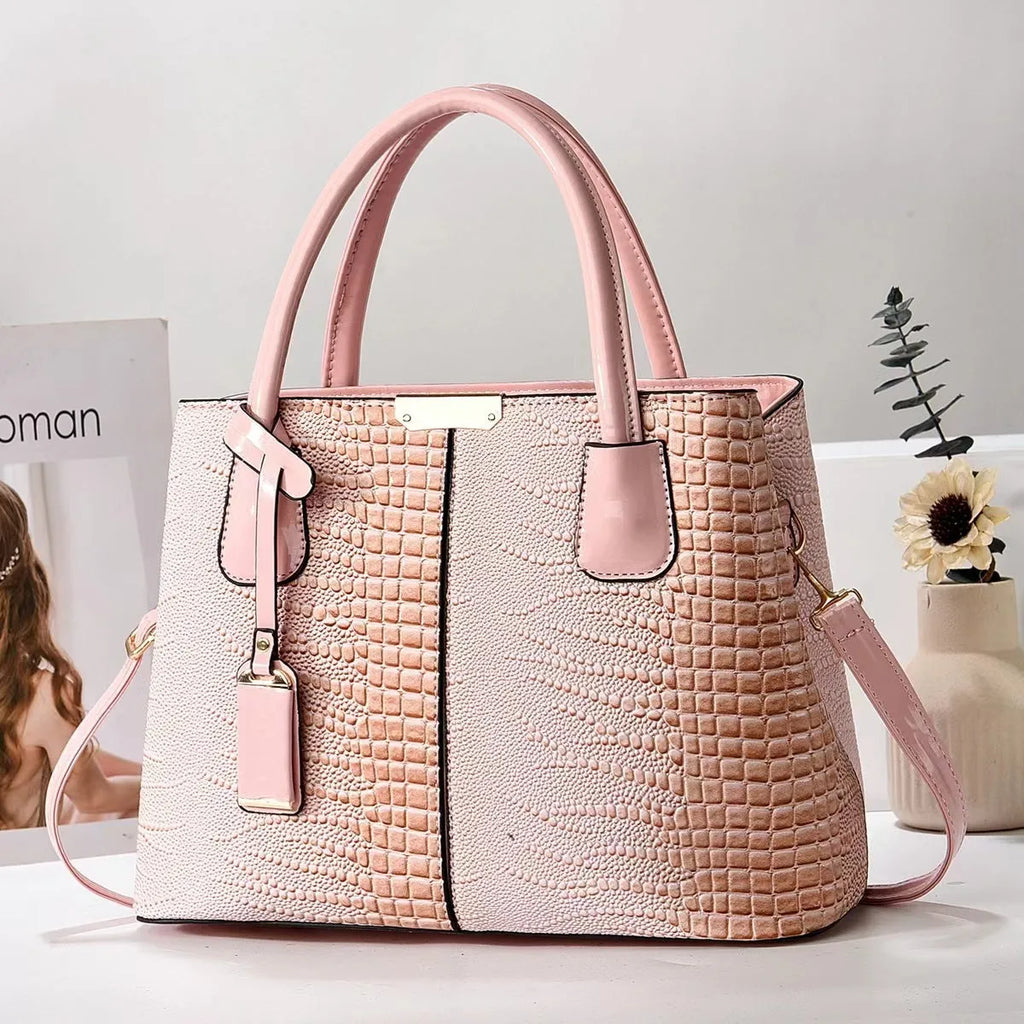 Women's large-capacity PU leather handbag in minimalist horizontal square design, lightweight 540g, available in multiple colours