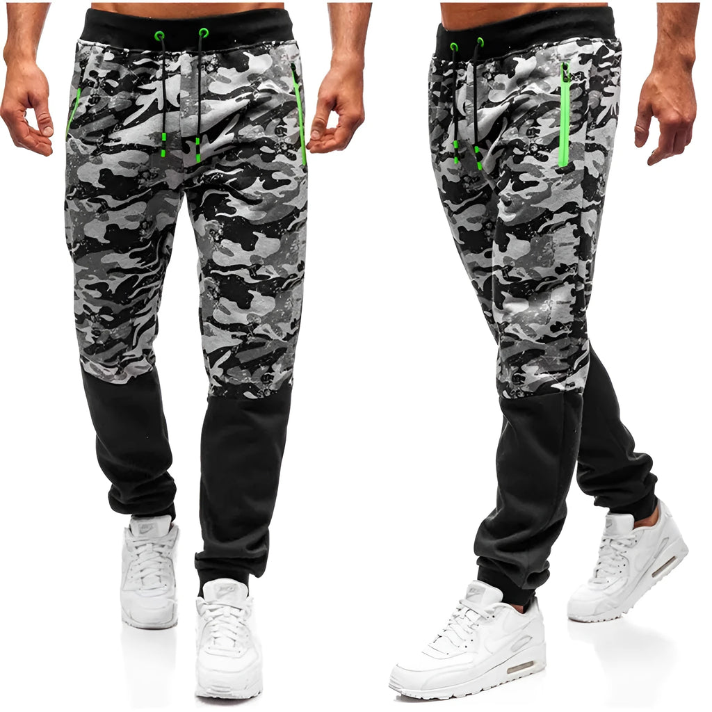 Men's camouflage lace-up chiffon trousers loose fit autumn daily wear