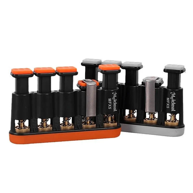 Grey and orange non-slip silicone finger trainer for hand exercise.