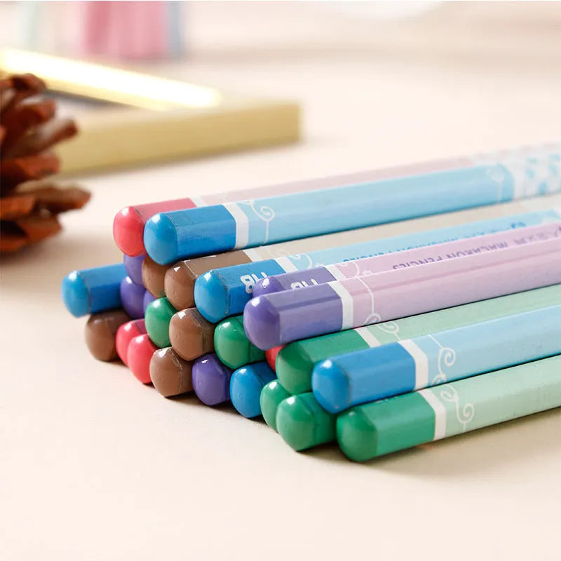 Basswood six-angle thermal transfer pencils in 50-piece barrel packaging