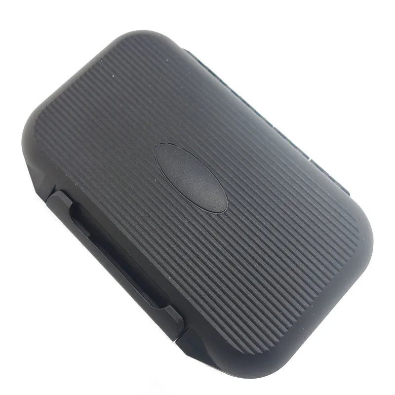 Black waterproof double-sided fly box with foam inserts and silicone sealing ring, 135x80x30mm