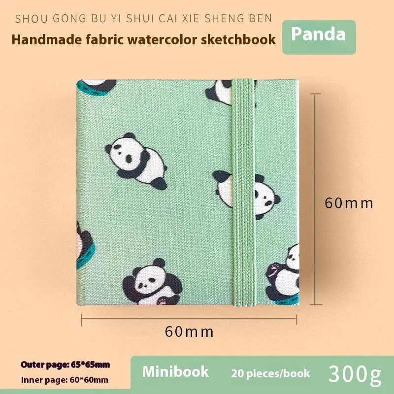 Feiluniao hand-painted fabric cover watercolour sketchbook showing 185mm portable size
