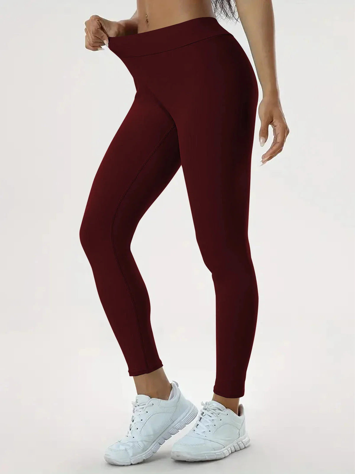 Women's high-waist yoga pants made of premium polyester fabric with a slimming, flattering design